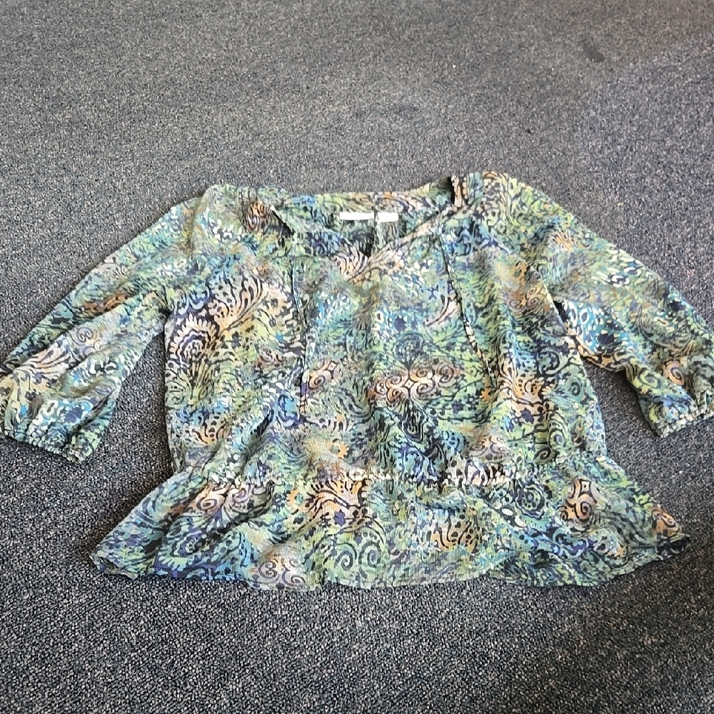 Liz Claiborne Green and Blue Women's Top